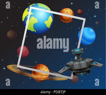 Space themed frame concept illustration Stock Vector