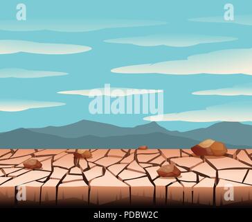 A dry land landscape illustration Stock Vector