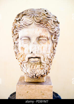 Head of Zeus, Roman copy of an original by the school of Phidias - First half of the 2nd century AD - National Roman Museum - The Baths of Diocletian - Rome, Italy Stock Photo
