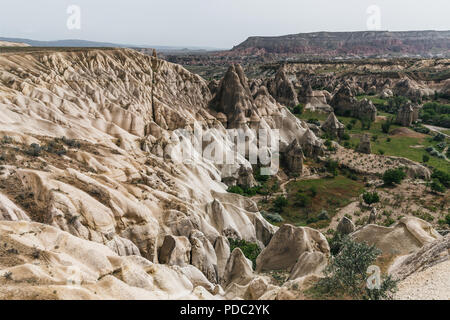 aerial view of majestic landscape in goreme national park, cappadocia, turkey Stock Photo