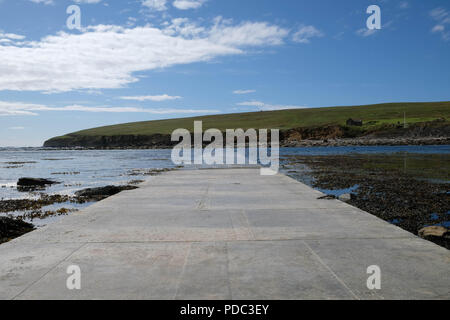 Causeway underwater at Brough of Birsay, Orkney, August 2018 Stock Photo