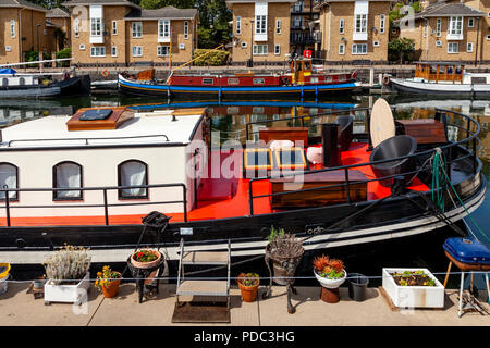 Houseboats In Greenland Dock Marina, Rotherhithe, London, England Stock Photo