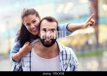 Happy couple dating in the city Stock Photo