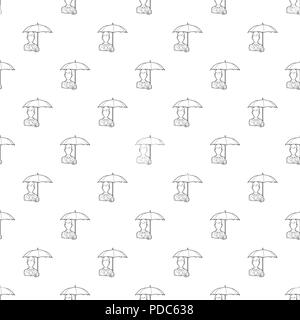 Businessman with open umbrella icon, outline style Stock Vector