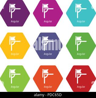 Angular line football icons set 9 vector Stock Vector