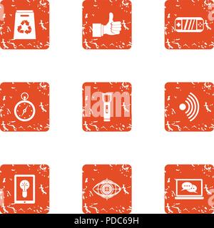 Excellent science icons set, grunge style Stock Vector