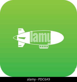 Aerostat airship icon digital green Stock Vector
