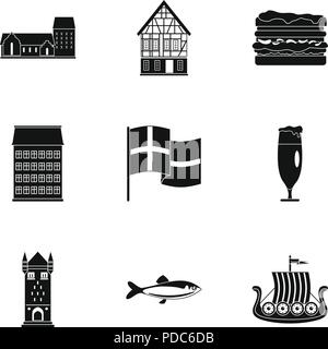 Hinterland icons set, simple style Stock Vector