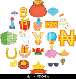 Disorderly house icons set, cartoon style Stock Vector