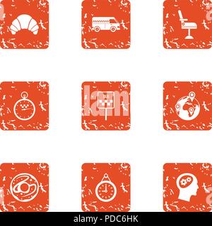 Carbohydrate day icons set, grunge style Stock Vector