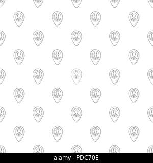 Map pointer with businessman icon, outline style Stock Vector