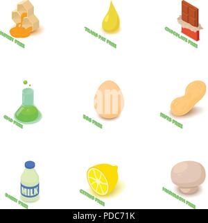 Intolerant icons set, isometric style Stock Vector