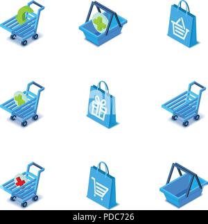 Large purchase icons set, isometric style Stock Vector