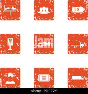 Import icons set, grunge style Stock Vector