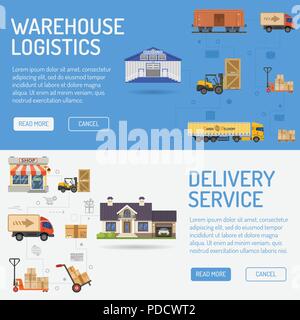 Warehouse Delivery and Logistics Banners Stock Vector