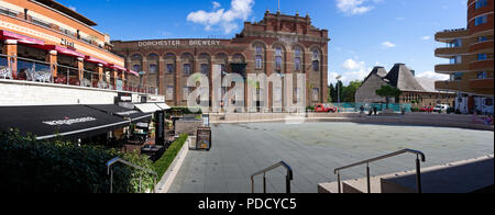 Town centre regeneration of Eldridge Pope Brewery Site - Brewery Square, Dorchester, Dorset, UK on 8 August 2018 Stock Photo