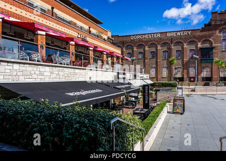 Town centre regeneration of Eldridge Pope Brewery Site - Brewery Square, Dorchester, Dorset, UK on 8 August 2018 Stock Photo