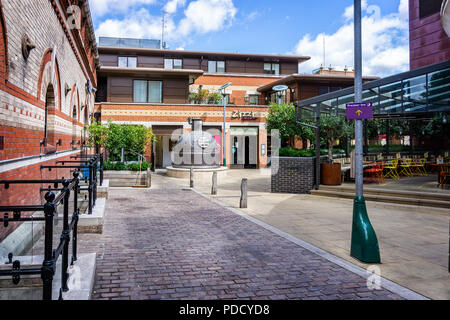 Town centre regeneration of Eldridge Pope Brewery Site - Brewery Square, Dorchester, Dorset, UK on 8 August 2018 Stock Photo