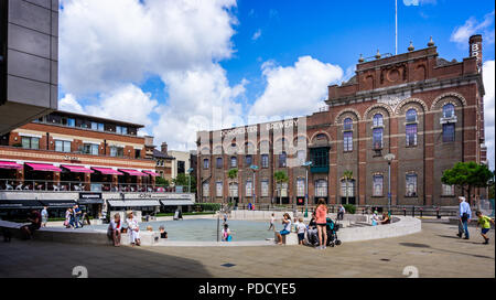 Town centre regeneration of Eldridge Pope Brewery Site - Brewery Square, Dorchester, Dorset, UK on 8 August 2018 Stock Photo