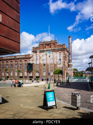 Town centre regeneration of Eldridge Pope Brewery Site - Brewery Square, Dorchester, Dorset, UK on 8 August 2018 Stock Photo