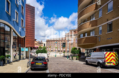 Town centre regeneration of Eldridge Pope Brewery Site - Brewery Square, Dorchester, Dorset, UK on 8 August 2018 Stock Photo