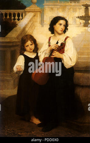 Far From Home, Bouguereau, Adolphe-William, 1868. Stock Photo