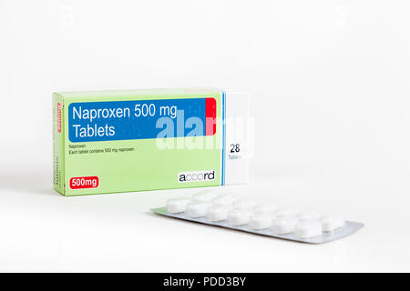 A box of Naproxen 500mg tablets for pain relief and reducing ...