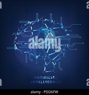 Artificial Intelligence banner with decoration. AI lconcept. Vector illustration. Stock Vector