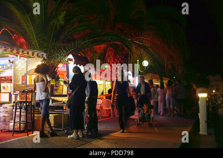 Shops by the harbour, Quai Barberousse, Gruissan, Aude, Occitanie, France Stock Photo