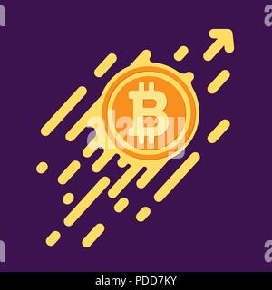 Bitcoin symbol in flat design for internet money. A symbol of cr Stock Vector