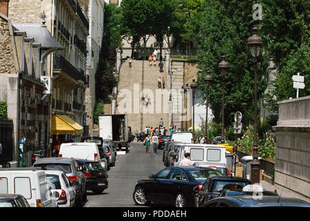 Busy roads next to Louvre in Paris, summer Stock Photo