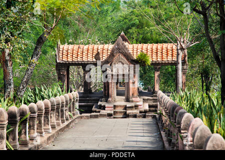 Reconstruction of the Khmer temple Prasat Phra Wihan in the Ancient City historical and nature Park, Bangkok, Thailand Stock Photo