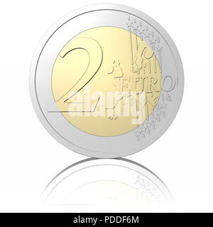 3D illustration. Two Euro coin, isolated on white background. Stock Photo