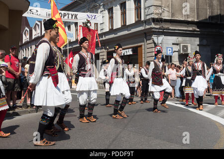 The 55th Beskidy Highlanders' Week of Culture  29.07- 06.08.2018 . Parade  through the streets of Żywiec in  Poland  04.08.2018 Stock Photo