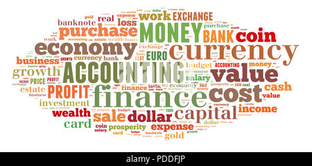 Background concept wordcloud illustration of finance and business words Stock Photo