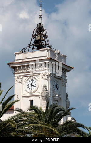 The Town Hall Clock ontop of Ajaccio Town Hall in Place de Marechal Foch in Ajaccio on Corsica,France Stock Photo