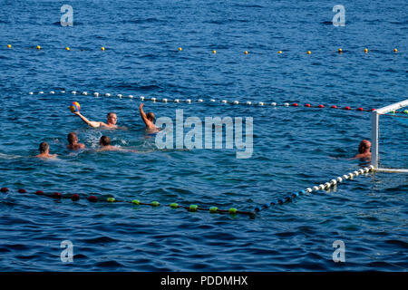 People playing water polo in the Adriatic Sea, Dubrovnik, Croatia, Europe Stock Photo