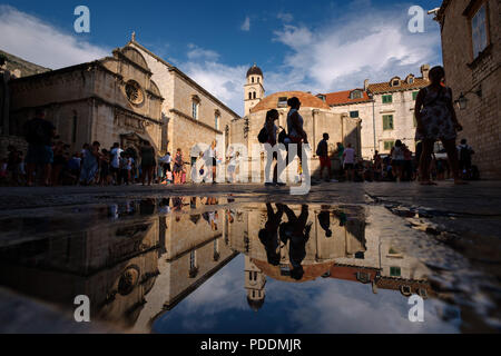 The Large Onofrio's Fountain and the St. Saviour Church in Dubrovnik, Croatia, Europe Stock Photo
