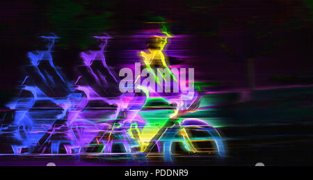 Originally, on a very hot July day a bike race was scheduled in a local park in Salt Lake City, Utah, USA. This cyclist was probably arriving to compe Stock Photo