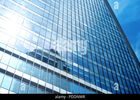 Bottom up view of Modern office building Stock Photo