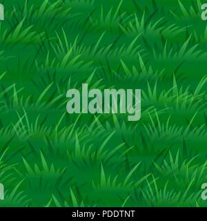 Seamless Pattern, Landscape, Summer or Spring Lawn, Green Grass Silhouettes, Tile Natural Floral Background. Vector Stock Vector