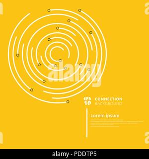 Abstract network connection circles lines and node on yellow background. Digital geometric data element. Vector Illustration Stock Vector