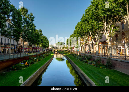 View of the canal of Perpignan, Pyrénées-Orientales, Occitanie, France Stock Photo