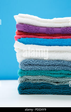 Photo of close-up of multi-colored bath towels Stock Photo