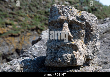 Sculptured rocks by Abbé Fouré at Rothéneuf in St.Malo, Brittany Stock Photo