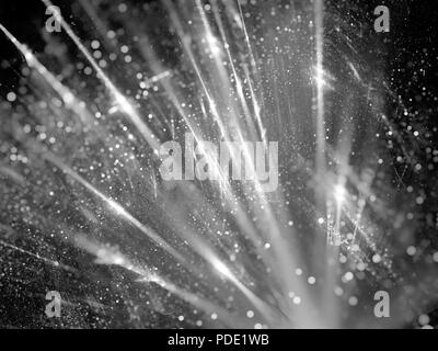 Shiny burst in space, computer generated abstract black and white effect, 3D rendering Stock Photo