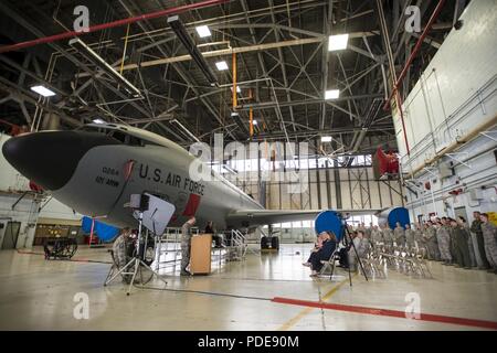 The 121st Air Refueling Wing holds a ceremony to dedicate one of their KC-135 Stratotankers as the Pride of Westerville May 18,2018, at Rickenbacker Air National Guard Base, Ohio. Stock Photo