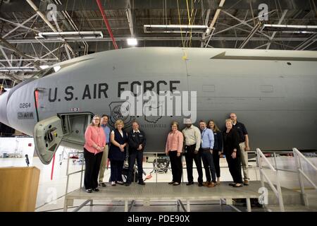 The 121st Air Refueling Wing holds a ceremony to dedicate one of their KC-135 Stratotankers as the Pride of Westerville May 18,2018, at Rickenbacker Air National Guard Base, Ohio. Stock Photo