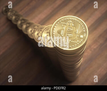Cryptocurrency bitcoin business. Stack of rising digital coins. Digital money exchange peer to peer. Financial business concept. Stock Photo