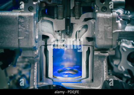 Piston diesel engine at cross section in car. Close up at piston Stock ...